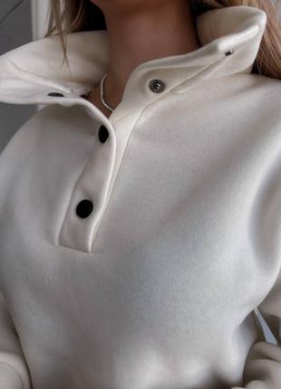 Женский спортивный костюм белый серый бежевый теплый на флисе зимний6 фото