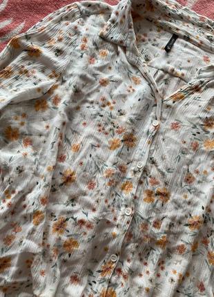 Сорочка жатка рубашка блуза блузка у квіти4 фото