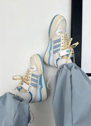 Женские кроссовки adidas forum «light cream / blue” premium