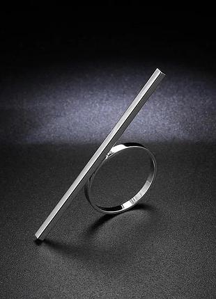 Кільце геометрія срібний колір 17 розмір колечко геометричне мінімалізм
