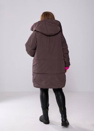 Двусторонняя курточка пальто зимняя осенняя большого размера батал коричневая малиновая черная бордовая голубая бежевая синяя пудровая мятная пуховик9 фото