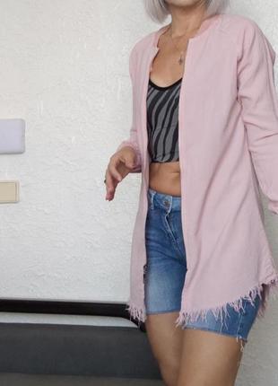 Джинсова рубашка-бомпер, асиметрія,китиці