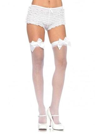 Панчохи з бантиком leg avenue sheer thigh highs, білі, o/s