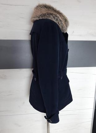 Кашемірове пальто косуха тепни синє розмір l5 фото