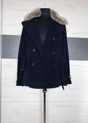 Кашемірове пальто косуха тепни синє розмір l2 фото