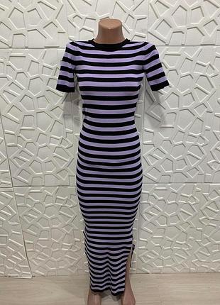 Сукня максі з розрізами у підлогу полосата плаття по фігурі