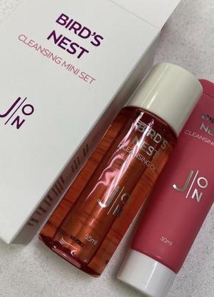 Набор миниатюр для лица j:on bird's nest cleansing mini set (гидрофильное масло, 55 мл + пенка для умывания, 30 мл)1 фото