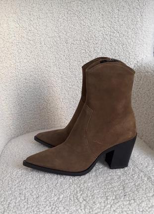 Шкіряні козаки ковбойки ботінки ботильйони zara 38,