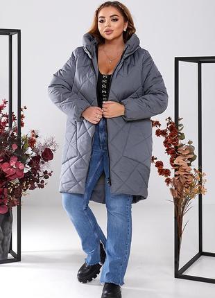 Куртка зимняя удлинённая, пальто стёганое, пуховик с капюшоном (распродажа)6 фото
