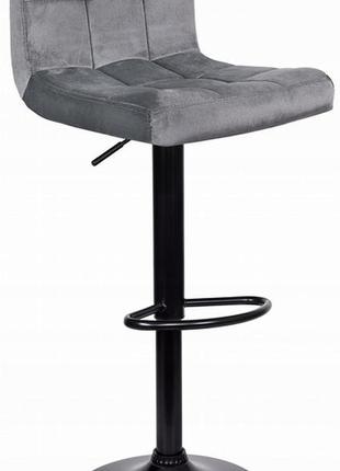 Барний стілець зі спинкою bonro b-0106 велюр сірий з чорною основою