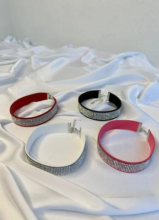 Эротический праздничный чокер на шею в стразах 4 цвета