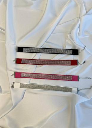 Эротический праздничный чокер на шею в стразах 4 цвета