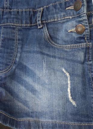 Комбинезон джинсовый шортами, 11-12 лет, потертости,3 фото