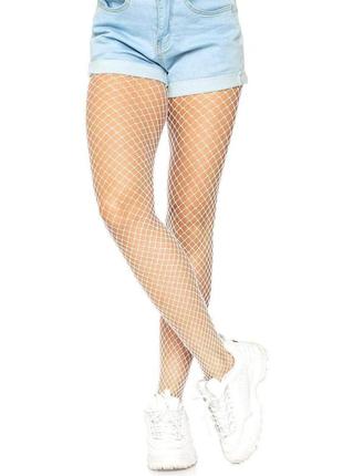 Колготы в сетку белые leg avenue lycra fishnet pantyhose o/s