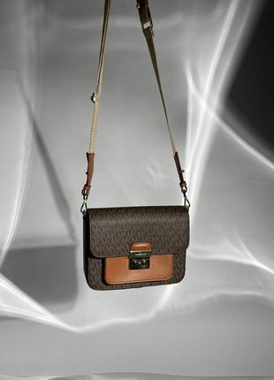 Женская сумка michael kors sloan editor medium bag brown коричневая7 фото