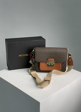 Женская сумка michael kors sloan editor medium bag brown коричневая4 фото