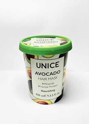 Питательная маска для волос с маслом авокадо и протеинами unice avocado hair mask 34160111 фото