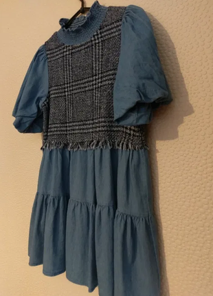 Платье zara с комбинированными джинсовыми деталями4 фото