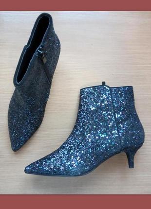 Черные с мерцанием аристократичные ботильоны 38, 39, 40 р. reserved, глиттер