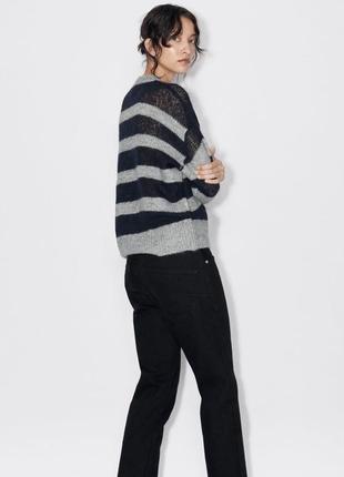 Шерстяний светр zara у смужку з шерсті альпаки 🦙5 фото