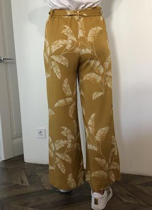 Летние горчичные брюки с поясом h&m размер m-l 100% вискоза2 фото