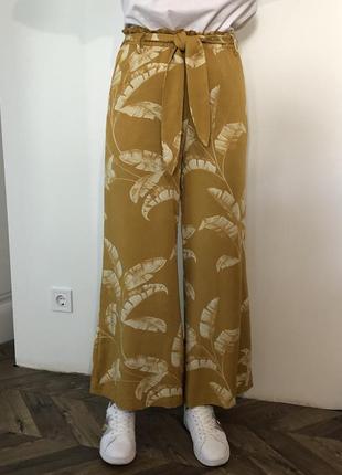 Летние горчичные брюки с поясом h&m размер m-l 100% вискоза1 фото