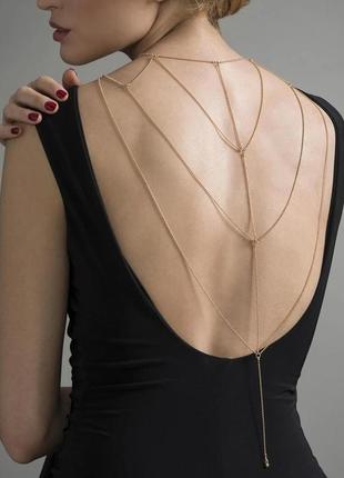 Цепочка для спины bijoux indiscrets magnifique back and cleavage chain - gold, украшение для тела