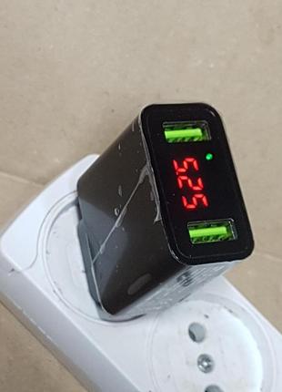 Блок / заряджання feigo 2-port 5v 2.2a з дисплеєм зарядний пристрій 2 port usb