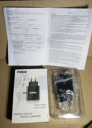 Блок / зарядка feigo 2-port 5v 2.2a с дисплеем зарядное устройство  2 port usb3 фото