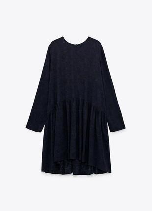 Сукня жіноча zara з принтом, темно синій колір, розмір xs