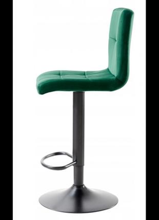 Барний стілець зі спинкою bonro b-0106 велюр зелений з чорною основою4 фото