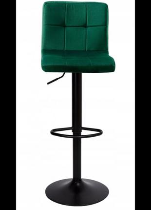 Барний стілець зі спинкою bonro b-0106 велюр зелений з чорною основою2 фото