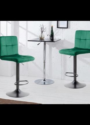 Барний стілець зі спинкою bonro b-0106 велюр зелений з чорною основою6 фото