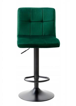 Барний стілець зі спинкою bonro b-0106 велюр зелений з чорною основою3 фото