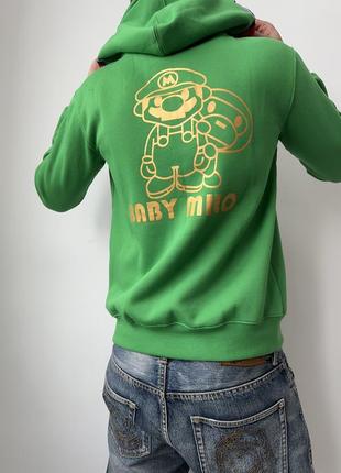 A bathing ape bape baby milo x super mario full zip green hoodie худі худи3 фото