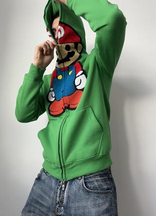 A bathing ape bape baby milo x super mario full zip green hoodie худі худи2 фото