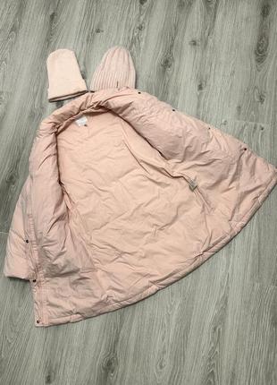 Пуховик пальто для девочки пудрового цвета 152-158 рост3 фото