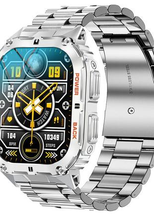Смарт-часы smart respect x silver мужские, квадратные, пульсометр, стальной корпус, amoled, device clock2 фото
