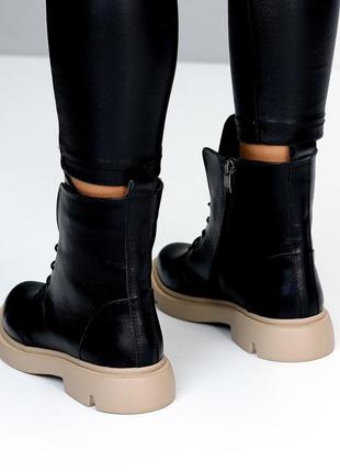 Женские кожаные ботинки демисезонные весенние черные2 фото