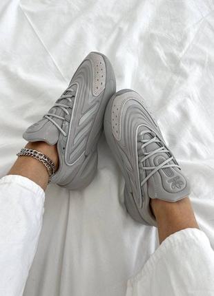 Кроссовки женские adidas ozelia white grey адидас оделиа текстиль + замша хит продажа2 фото