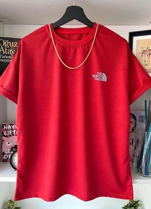 Чоловіча червона футболка оверсайз мужская футболка с коротким рукавом the north face красная1 фото