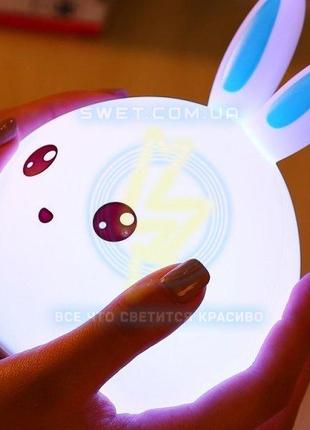 Автономный сенсорный ночник(светильник) силиконовый зайчик / котик 16 цветов, пульт ду, аккумулятор3 фото
