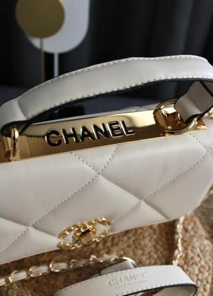 Сумка в стиле chanel classic white-gold4 фото