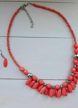 Комлект набор украшений ожерелье колье цепочка с серьгами