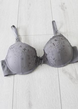 Сірий бюстгальтер з вишивкою  lingerie