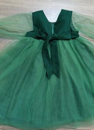 Зеленое платье на девочку 1-2 года3 фото