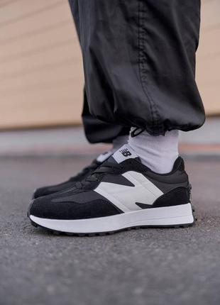 Стильные кроссовки new balance 327 supinador white чёрные с белым унисекс 36-45 р