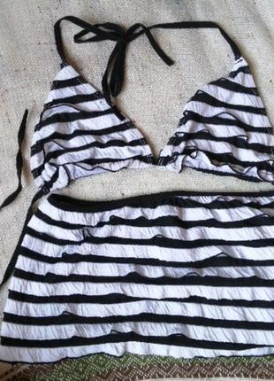 Купальник в полоску лиф и юбка