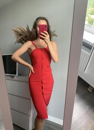 Summer sale❗️❗️стильне червоне силуетне плаття міді на кнопочках🔥