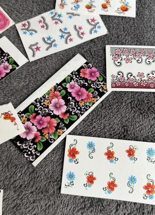 Набір слайдери дизайн для нігтів квіти декор3 фото